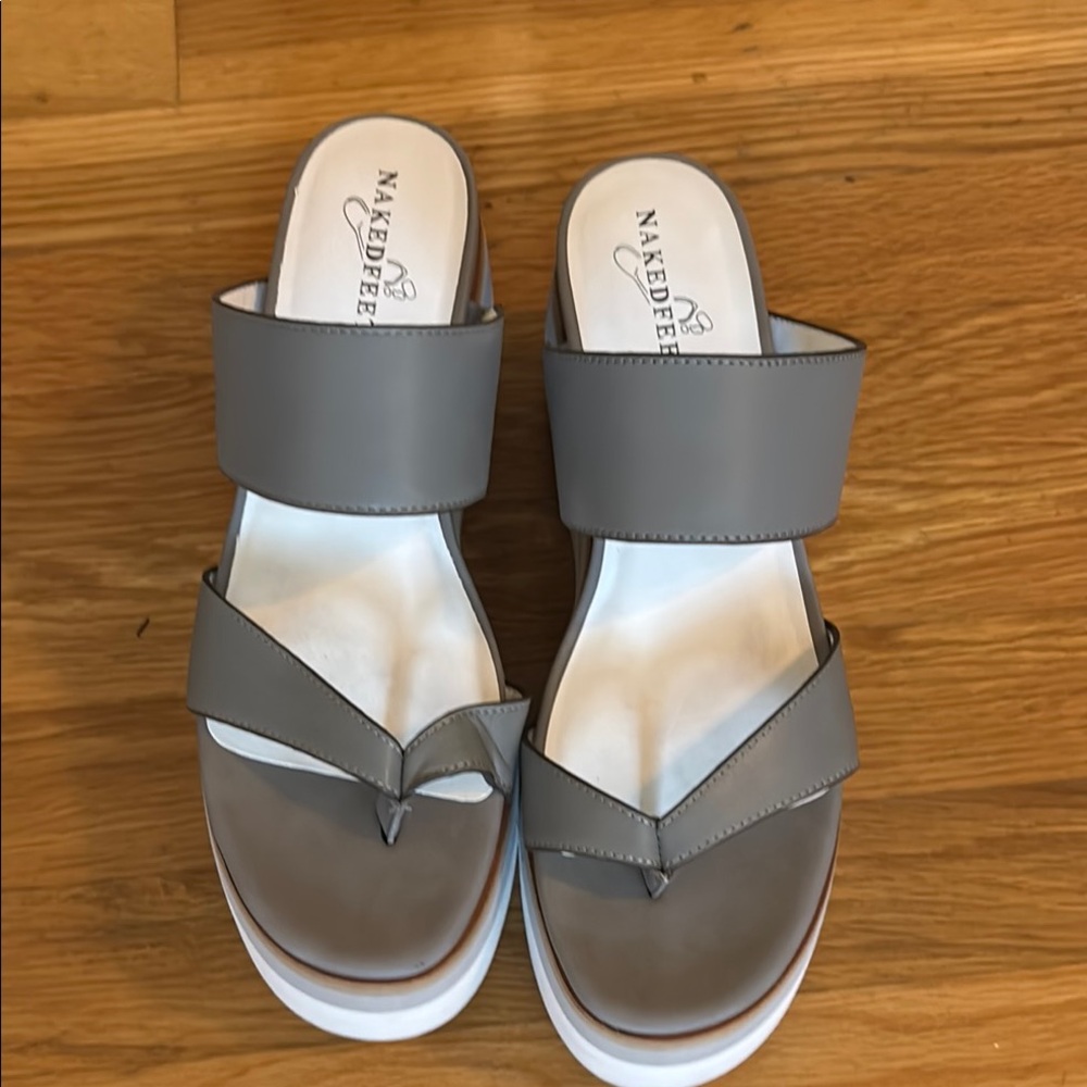 Naked Feet Gray Slide Sandals Minimalist Design
